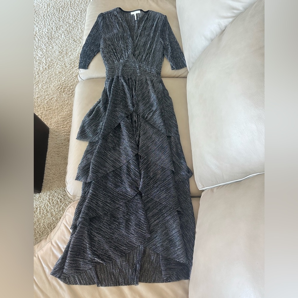 Maje Gray V-Neck Bishop Sleeve Gown for Weddings